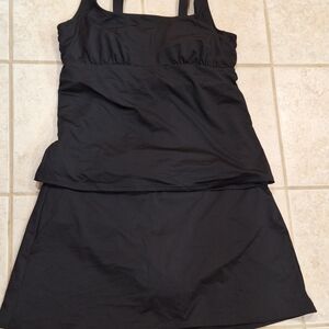 New Women's Lands' End Black Tankini Swim Suit Set, Size 16/16D